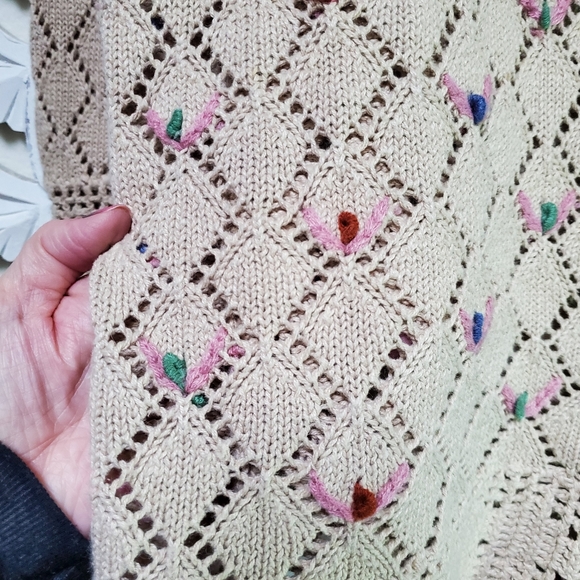 Women's Beige Crochet Sweater - Picture 4 of 6